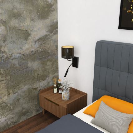 Seinävalaisin LOFT SHADE 1xE27/60W+1xG9/8W/230V musta/kultainen