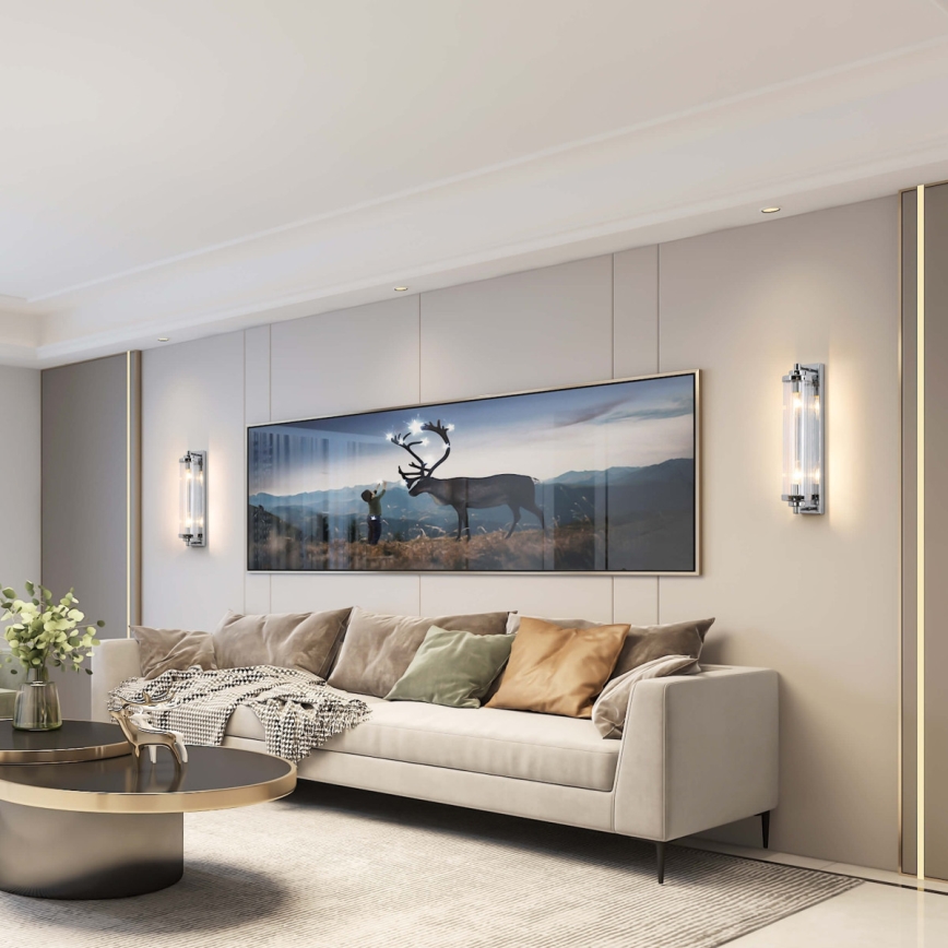 Seinävalaisin LORENZO 2xE14/40W/230V kiiltävä kromi