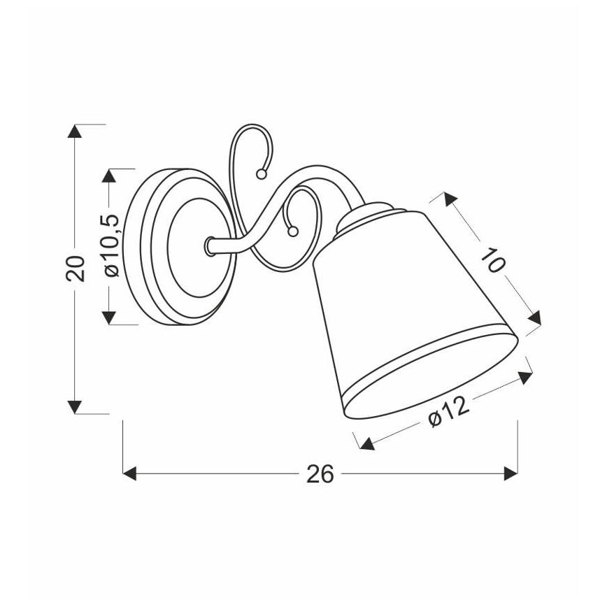 Seinävalaisin LOSANNA 1xE14/40W/230V messinki