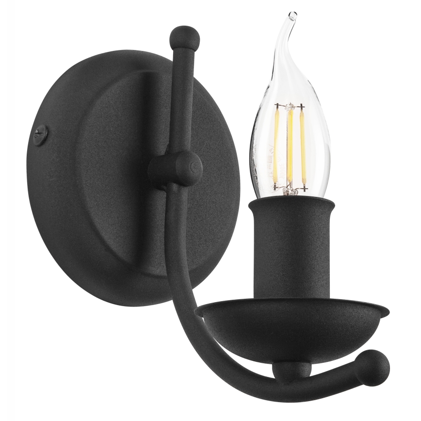 Seinävalaisin LUCY 1xE14/60W/230V musta