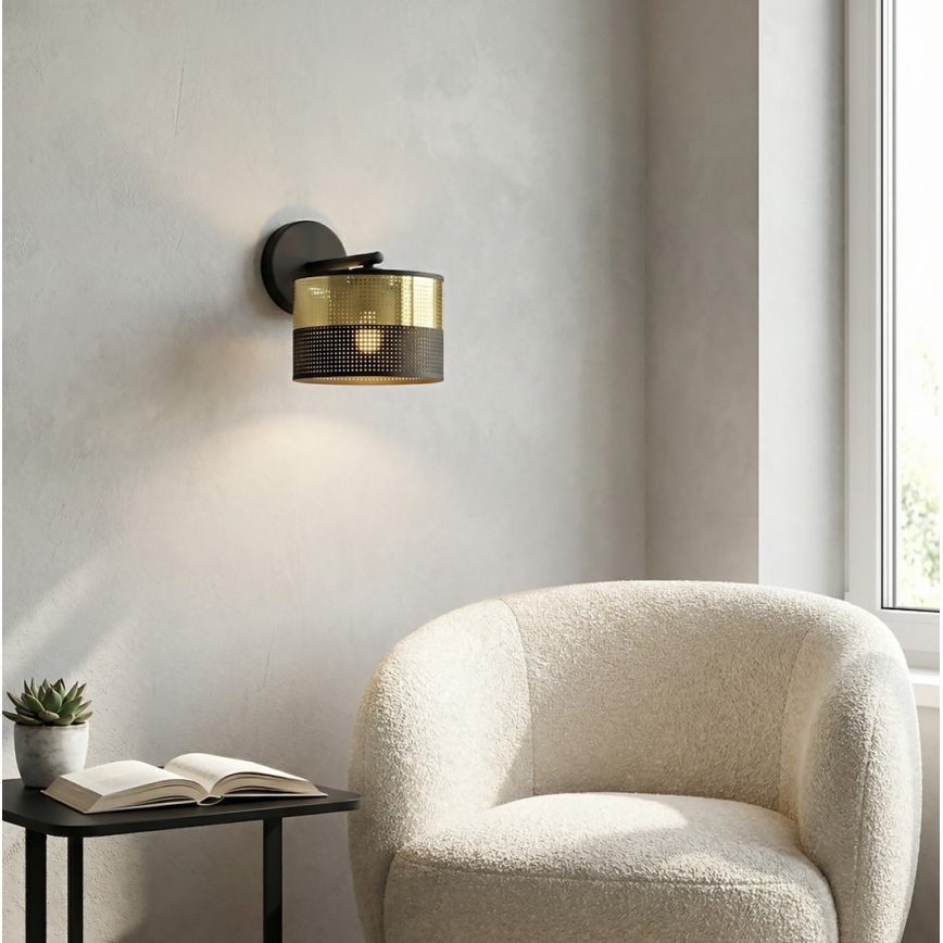 Seinävalaisin LUX 1xE27/15W/230V musta/kultainen