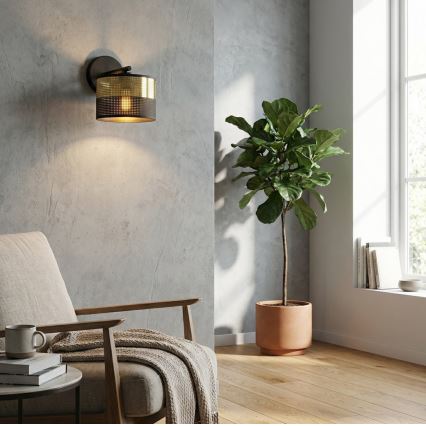 Seinävalaisin LUX 1xE27/15W/230V musta/kultainen