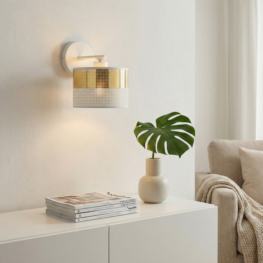 Seinävalaisin LUX 1xE27/15W/230V valkoinen/kultainen