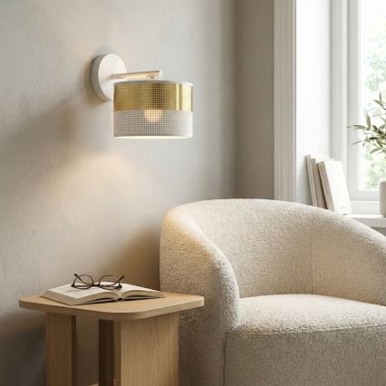 Seinävalaisin LUX 1xE27/15W/230V valkoinen/kultainen