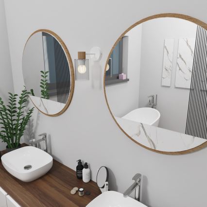 Seinävalaisin MADERA 1xE27/60W/230V valkoinen/puu