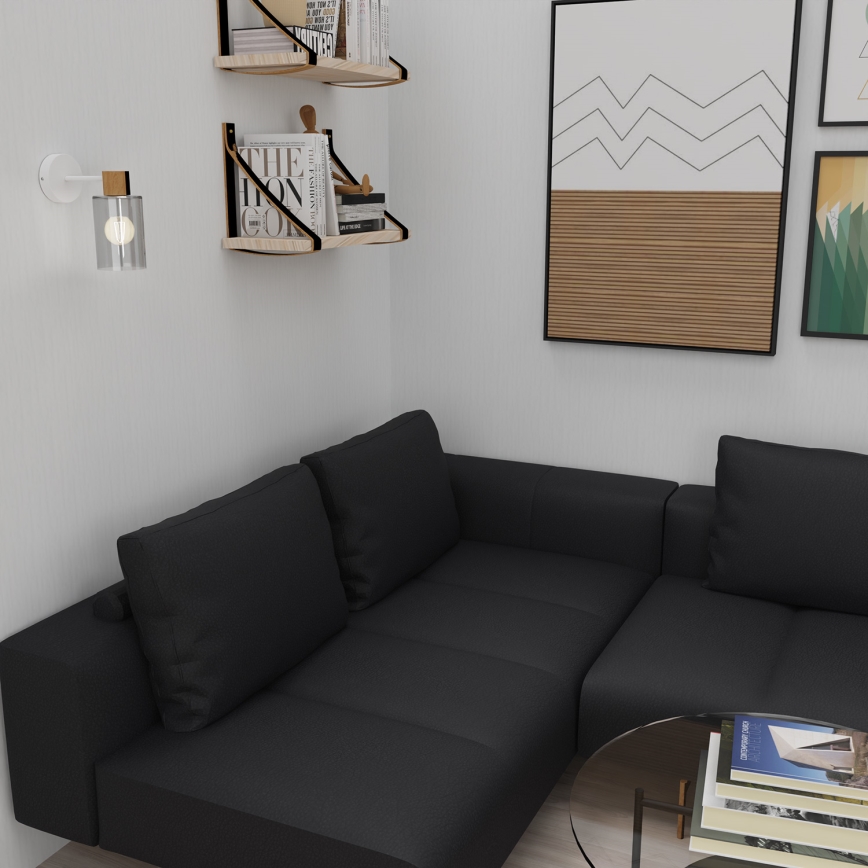 Seinävalaisin MADERA 1xE27/60W/230V valkoinen/puu