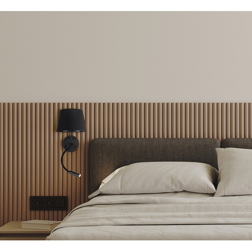 Seinävalaisin MAJA 1xE27/15W/230V + 1xGU10/10W/230V musta