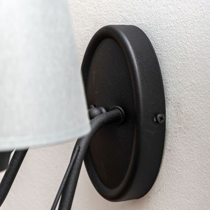 Seinävalaisin MALBO 2xE27/15W/230V harmaa/musta