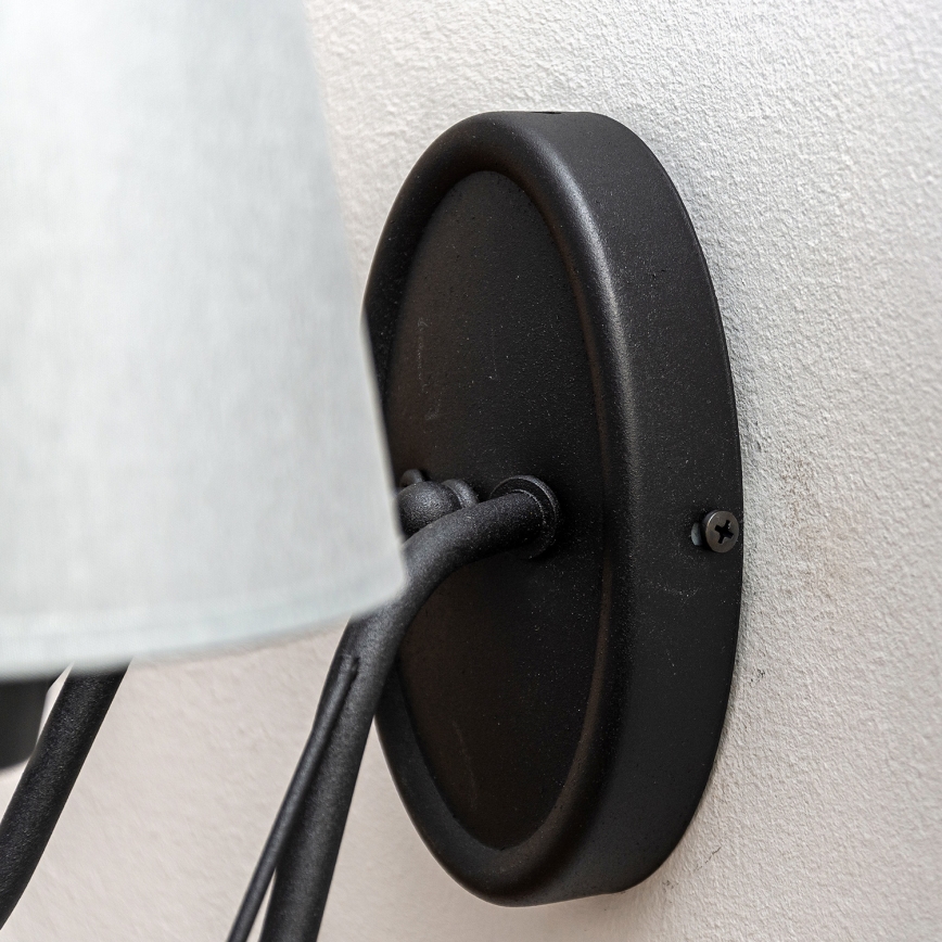 Seinävalaisin MALBO 2xE27/15W/230V harmaa/musta