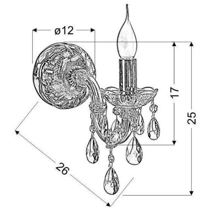 Seinävalaisin MARIA TERESA 1xE14/40W/230V