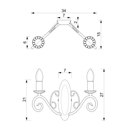 Seinävalaisin MAURO 2xE14/60W/230V