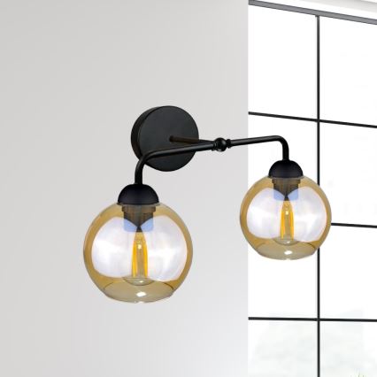 Seinävalaisin MELLE BLACK 2xE27/60W/230V