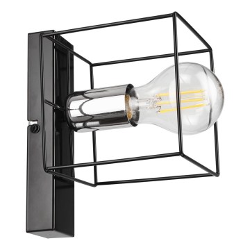 Seinävalaisin MIKA 1xE27/60W/230V musta/kiiltävä kromi