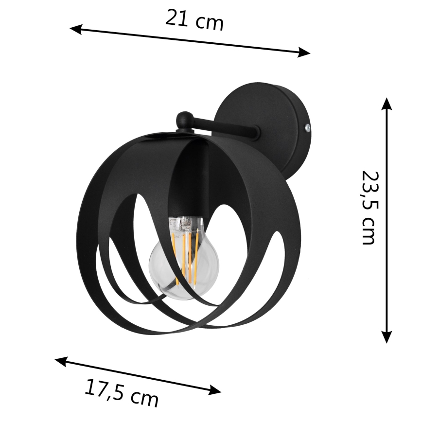 Seinävalaisin MOONLIGHT 1xE27/15W/230V musta