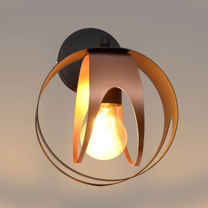 Seinävalaisin MOONLIGHT 1xE27/15W/230V musta/kupari