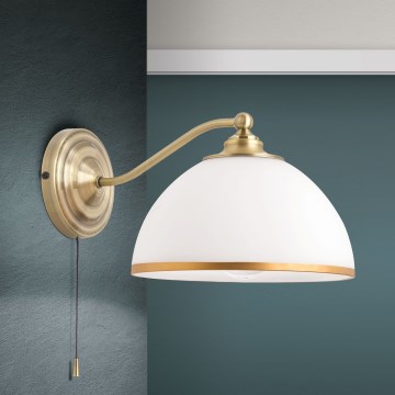 Seinävalaisin OLD LAMP 1xE27/40W/230V valkoinen/messinki