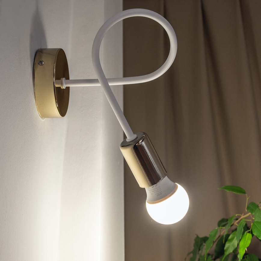 Seinävalaisin OXFORD 1xE27/15W/230V kultainen/valkoinen