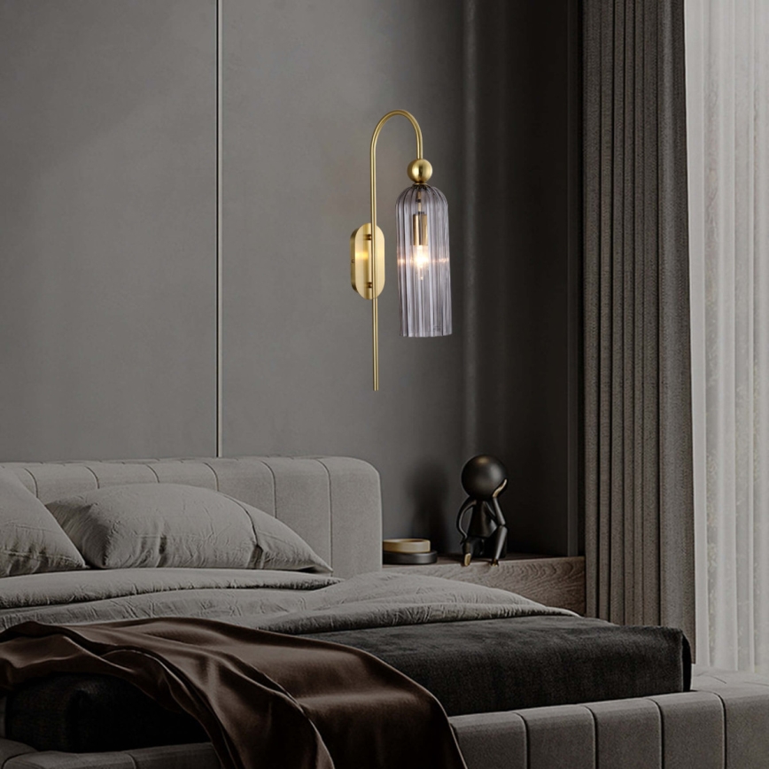 Seinävalaisin PIEGA 1xE14/40W/230V messinki/savunmusta