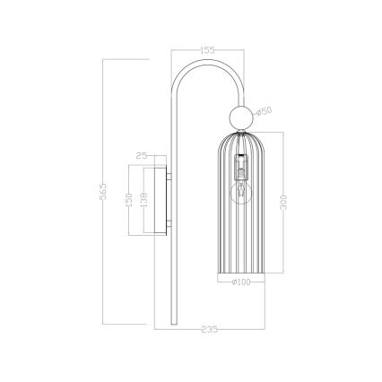 Seinävalaisin PIEGA 1xE14/40W/230V messinki/savunmusta