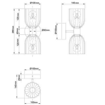 Seinävalaisin PIEGA 2xE14/10W/230V messinki/savunmusta
