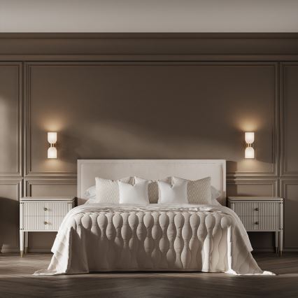 Seinävalaisin PIEGA 2xE14/10W/230V messinki/valkoinen