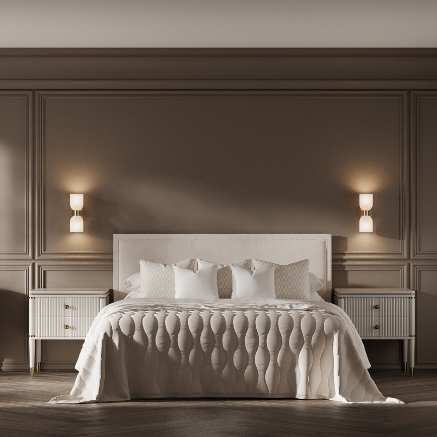 Seinävalaisin PIEGA 2xE14/10W/230V messinki/valkoinen