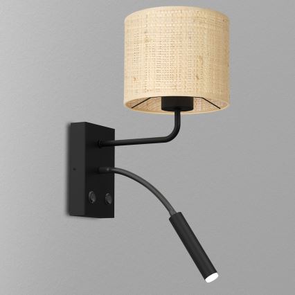 Seinävalaisin RATTAN 1xE27/60W+1xG9/8W/230V rottinki