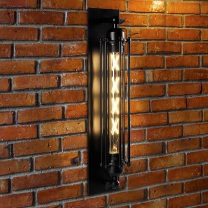 Seinävalaisin RETRO 1xE27/20W/230V musta