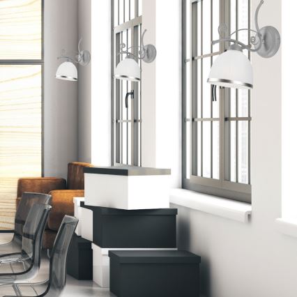 Seinävalaisin RETRO II 1xE27/60W/230V hopea