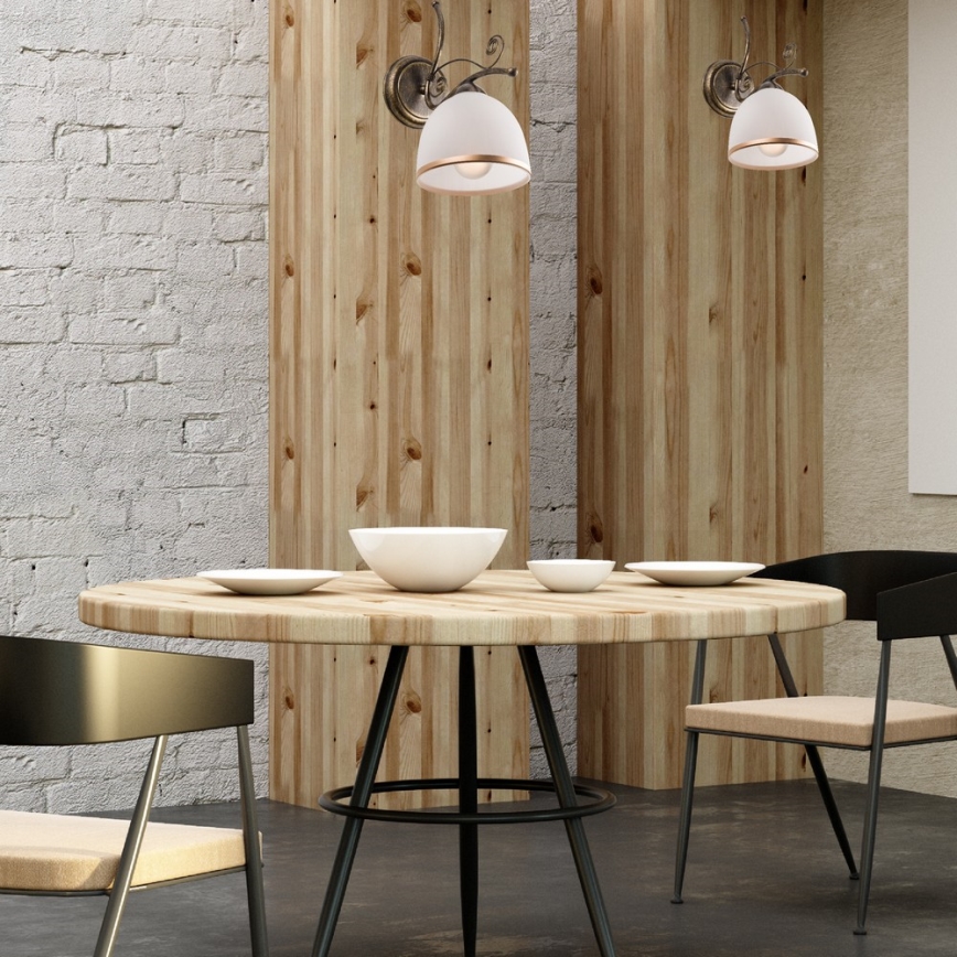 Seinävalaisin RETRO II 1xE27/60W/230V kulta patina