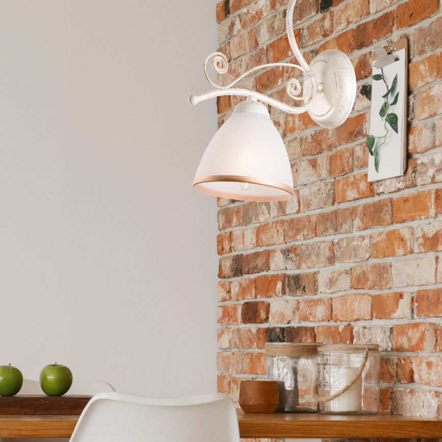 Seinävalaisin RETRO II 1xE27/60W/230V valkoinen patina