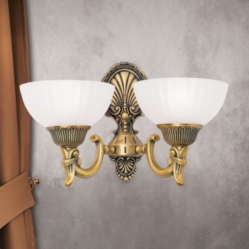 Seinävalaisin ROCCA 2xE27/60W/230V pronssi/valkoinen