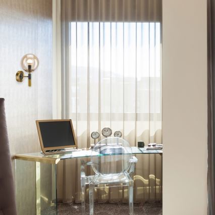 Seinävalaisin ROLLO 1xE14/5W/230V kulta/savuinen beige