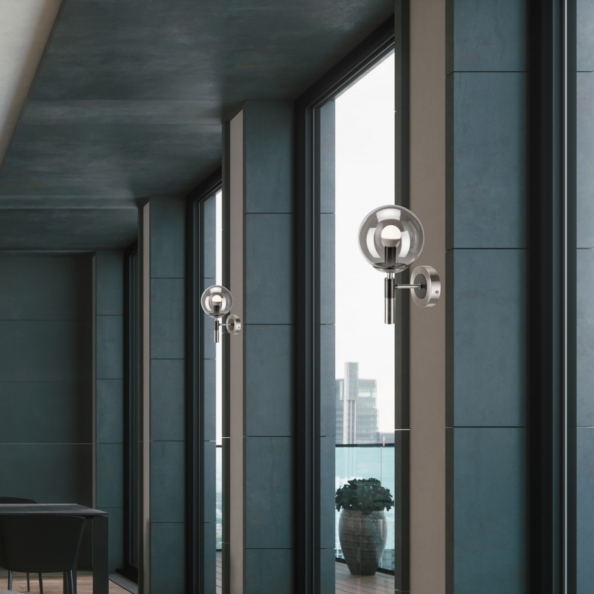 Seinävalaisin ROLLO 1xE14/5W/230V mattakromi/savuinen