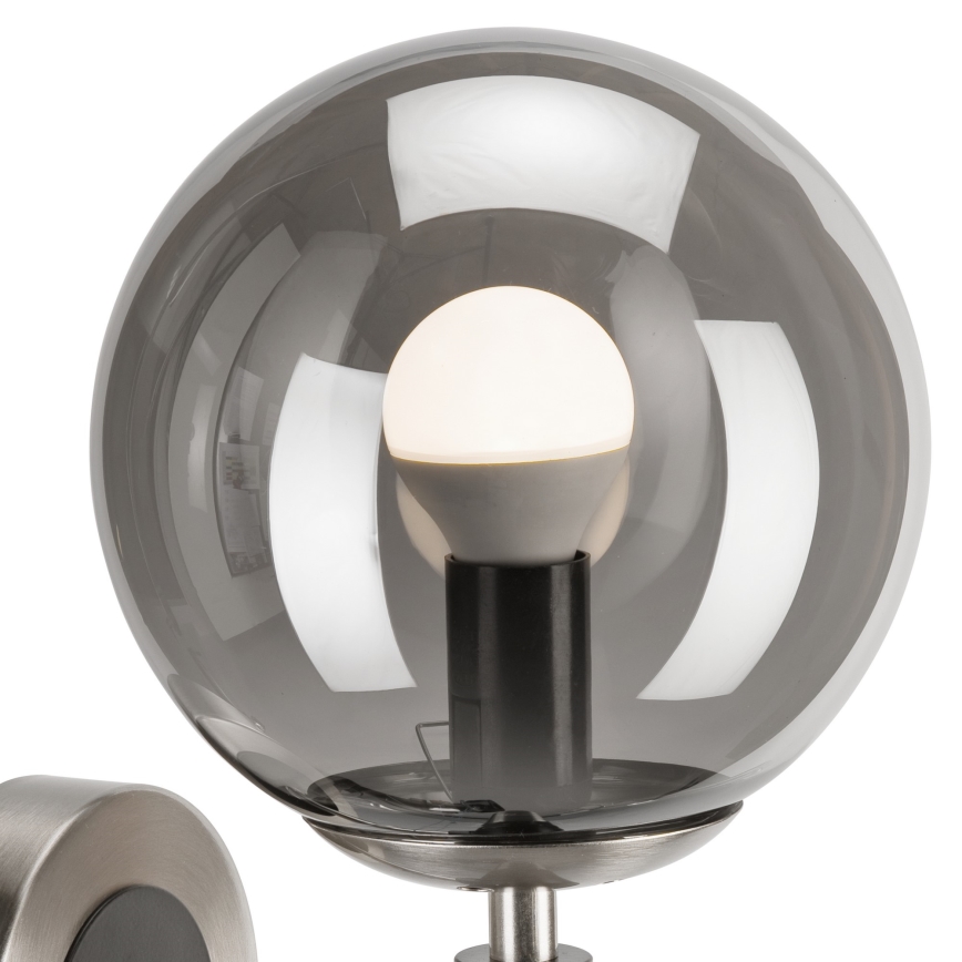 Seinävalaisin ROLLO 1xE14/5W/230V mattakromi/savuinen