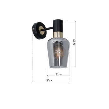 Seinävalaisin ROMA BLACK 1xE27/60W/230V