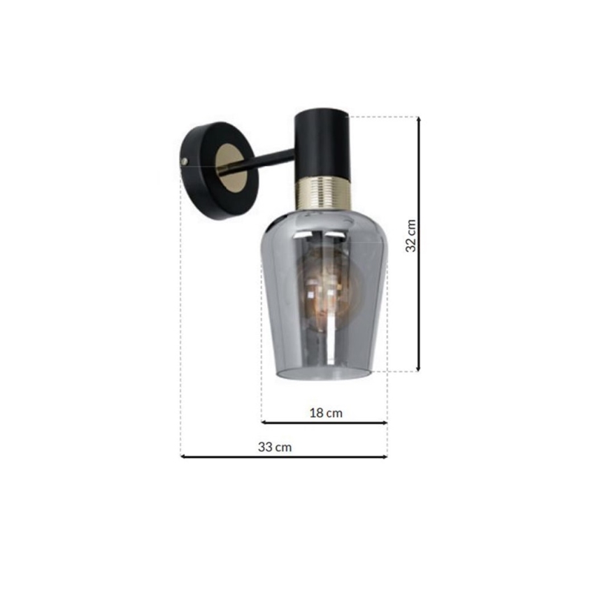 Seinävalaisin ROMA BLACK 1xE27/60W/230V