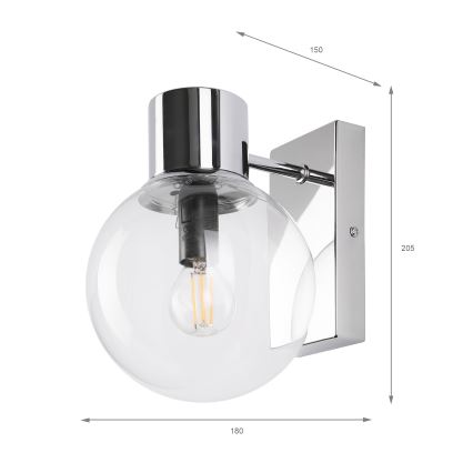 Seinävalaisin SFERIO 1xE14/5W/230V kiiltävä kromi/kirkas