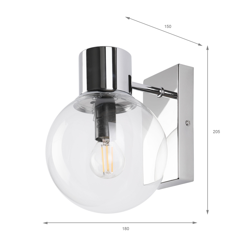 Seinävalaisin SFERIO 1xE14/5W/230V kiiltävä kromi/kirkas