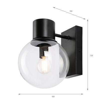 Seinävalaisin SFERIO 1xE14/5W/230V musta/kirkas