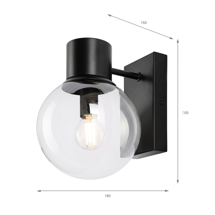 Seinävalaisin SFERIO 1xE14/5W/230V musta/kirkas