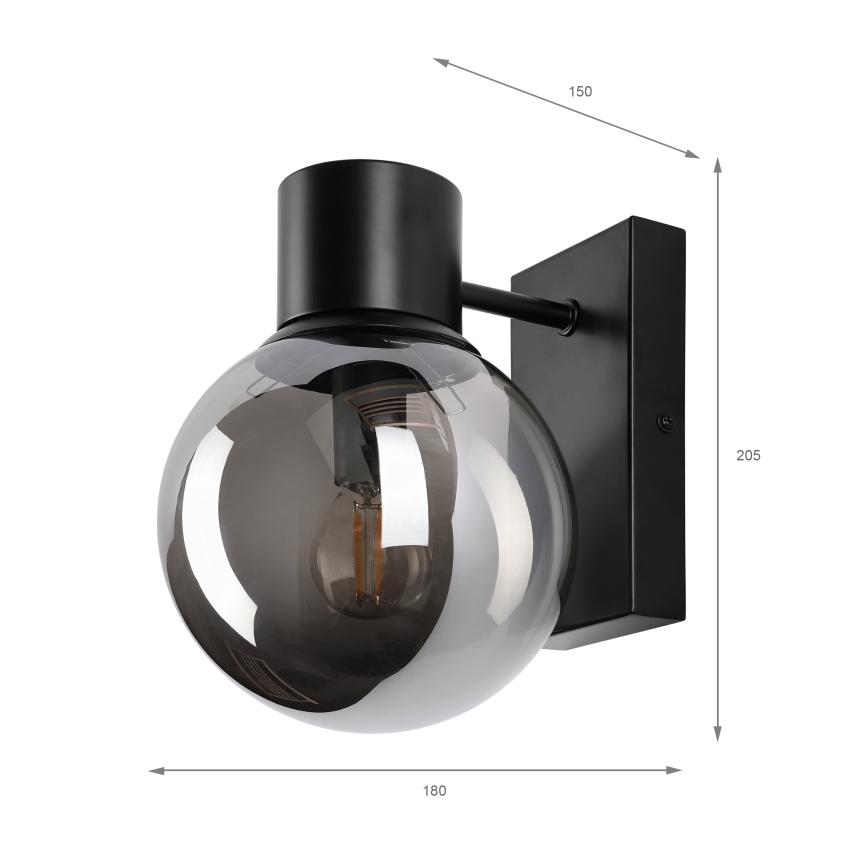 Seinävalaisin SFERIO 1xE14/5W/230V musta/savunmusta