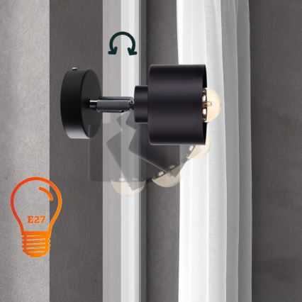 Seinävalaisin SIMPLY BLACK 1xE27/60W/230V