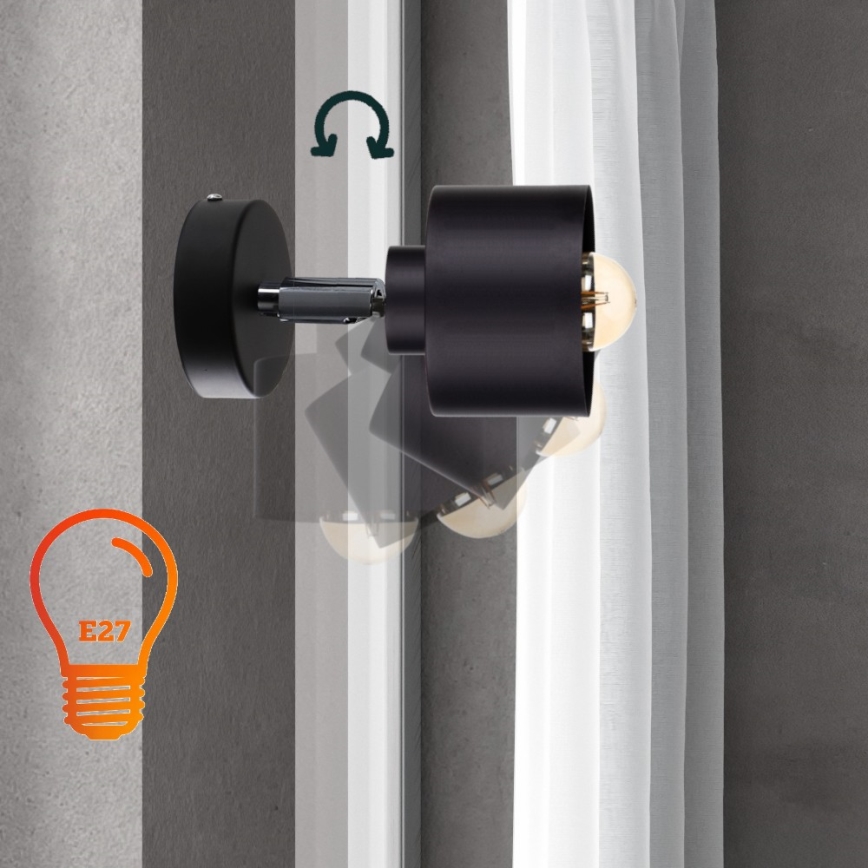 Seinävalaisin SIMPLY BLACK 1xE27/60W/230V