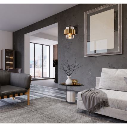 Seinävalaisin SPIEGA 1xE27/60W/230V kulta/musta