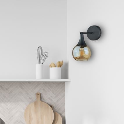 Seinävalaisin STAR 1xE27/60W/230V musta/savuinen beige