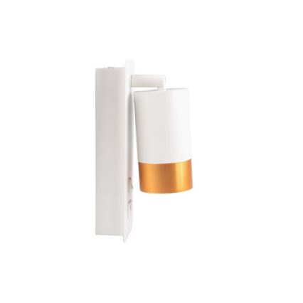 Seinävalaisin USB-laturilla 1xGU10/35W/230V valkoinen/kulta