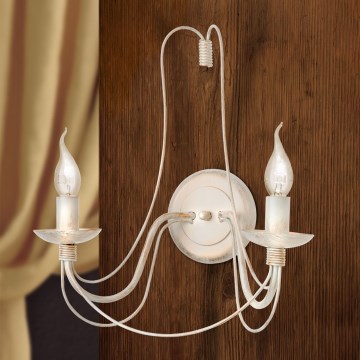 Seinävalaisin VELA 2xE14/40W/230V valkoinen/kulta/patina