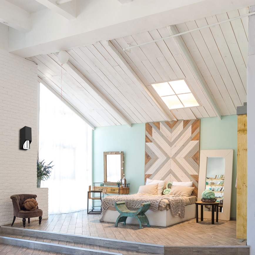 Seinävalaisin WALL 1xGU10/8W/230V musta/kiiltävä kromi