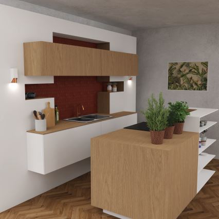 Seinävalaisin WALL 1xGU10/8W/230V valkoinen/kupari